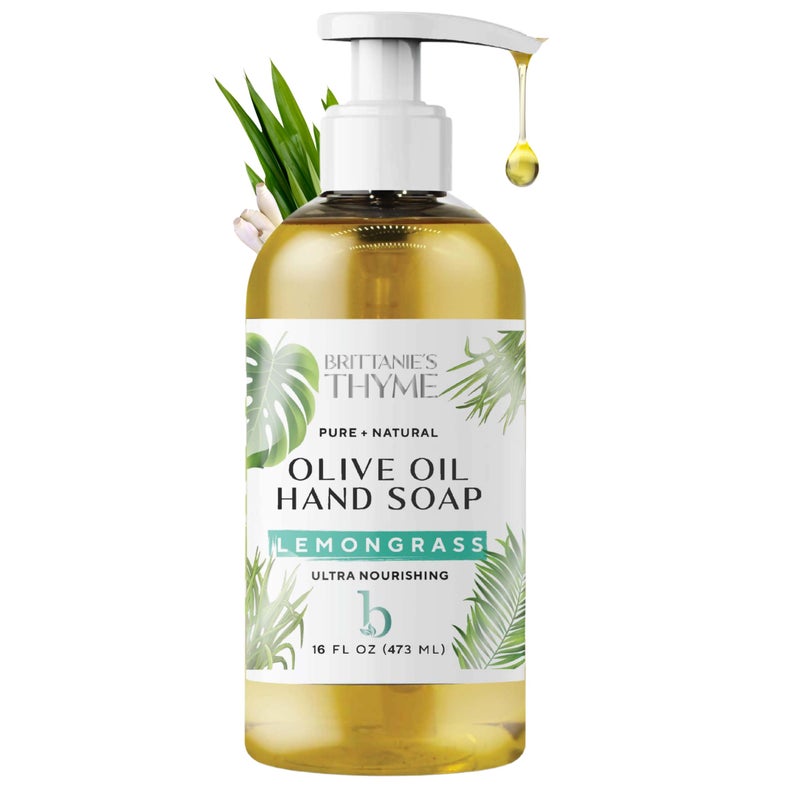 Brittanie's Thyme Brittanieâ€™s Pure Castile Liquid Soap Refill, Lemongrass, 16 Ounce | Dish Soap, Hair & Body, Home, Gentle and Pure, Made with Natural Luxurious Oils, Vegan & Gluten Free Non-GMO - Image 1